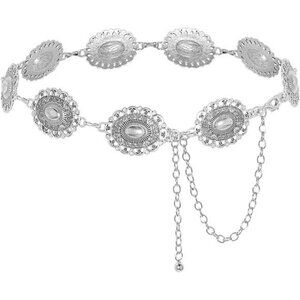 Western Concho Chain Belt Metal Waist Belt for Dresses Jeans Cowgirl Outfit